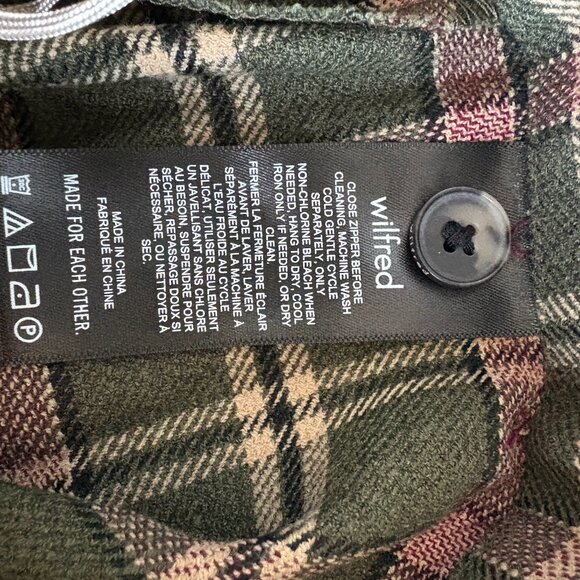 Wilfred Plaid Wool Pants, Size 00, Olive & Blush - Picture 5 of 9